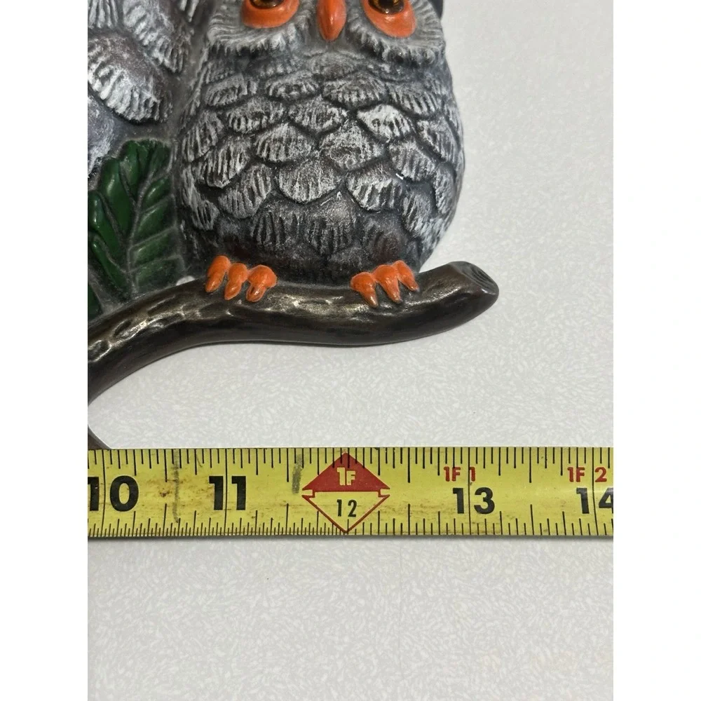 VTG Handmade Ceramic 3 Owl Family On Branch‎ Wall Clock Retro 1975 Boho Works!